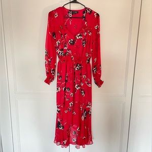 Intermix Red Floral Silk Dress